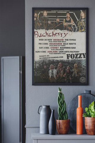 Buckcherry & Fozzy Framed & Signed 2022 AUS Tour Poster - LAST ONE!